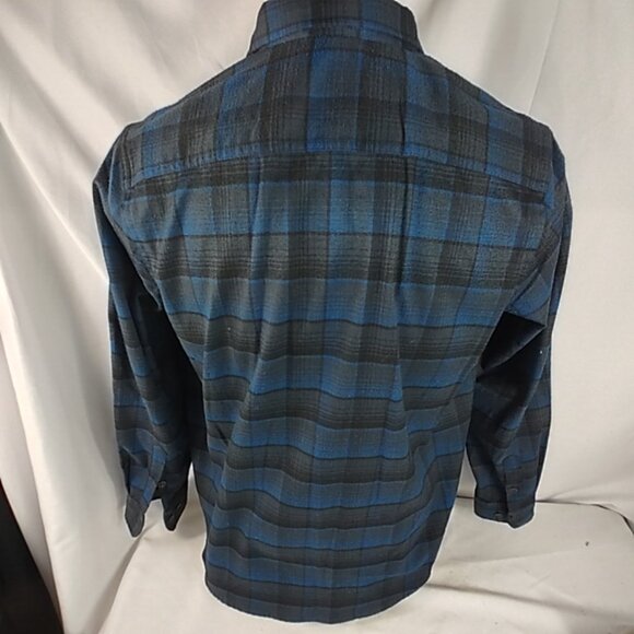 Swiss Tech Black/Blue Poly Blend Flannel Button Down Shirt Men’s Size Large - Picture 5 of 6